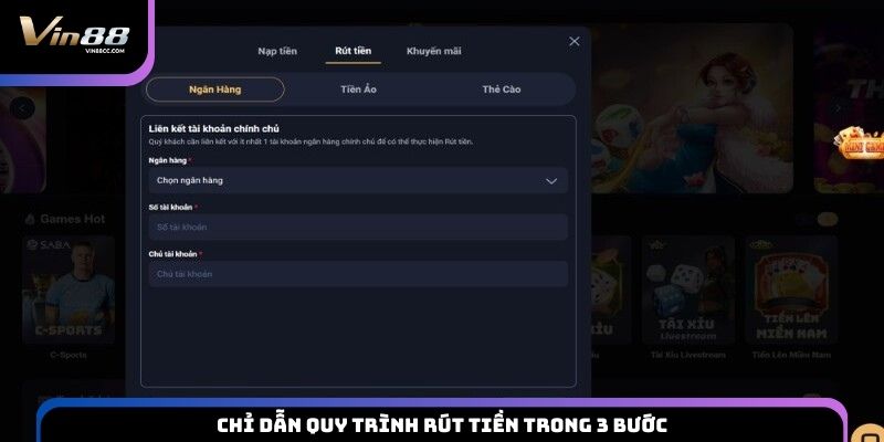 Chỉ dẫn quy trình rút tiền trong 3 bước
